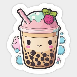 Cute Bubble Tea Cartoon Anime Boba Drawing Sticker